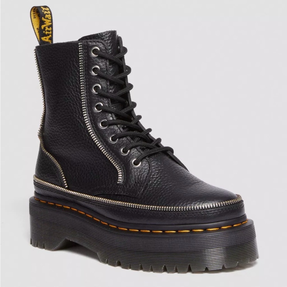 DR.MARTENS JADON QUAD ZIP MILLED NAPPA LEATHER PLATFORMS MSRP$270 SOFT & COMFY